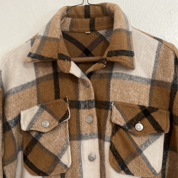Size L Streetwear Grunge Gorpcore  Plaid Button Front Shirt Shacket Size L - Picture 2 of 6
